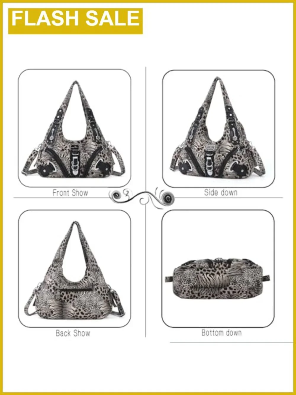 Women's Large Hobo Shoulder Bag Faux Leather Satchel Purse